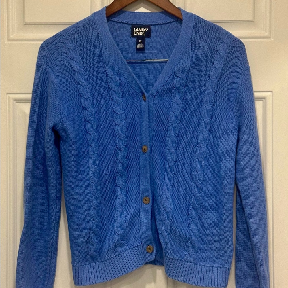 Lands' End Girl’s/Women’s Blue Button-Up Cardigan Sz. XL 14-16